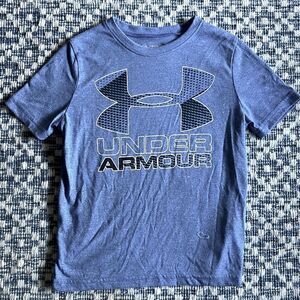 Under Armour YXS Blue Heather Short Sleeve Heat Gear Tee Shirt